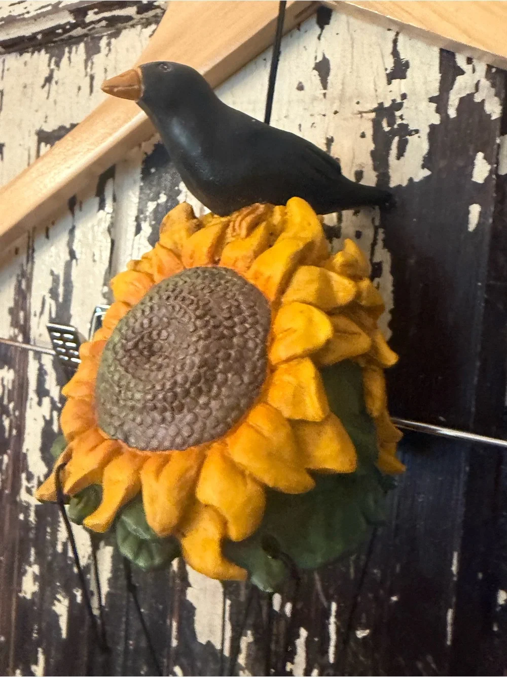 Jim Shore crow sunflower vintage 90’s wind chime. America’s Heart. Cottagecore.